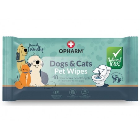 Opharm Dogs & Cats Pet Wipes - chusteczki nawilżane dla psa i kota 48szt Opharm