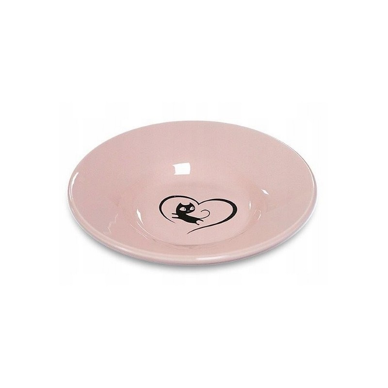 Yarro/Moderna Miska ceramiczna dla kota z serduszkiem różowa [Y2751] Yarro