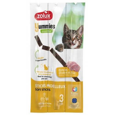 Zolux Yummies Miękki przysmak dla kota - Pałeczki Indyk & Wątróbka 3x5g Zolux