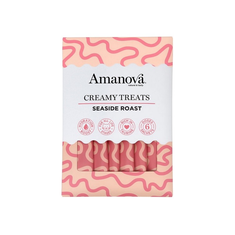 Amanova Cat Creamy Treats Seaside Roast Tuna & Chicken liver - tuńczyk i wątróbka 6x15g Amanova